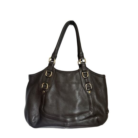 Cole Haan Pebbled Brown Leather Large Tote Top Handle Shoulder Bag - Picture 2 of 10